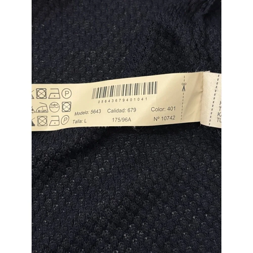 Massimo Dutti Navy Blue Cardigan Open Knit Women Large